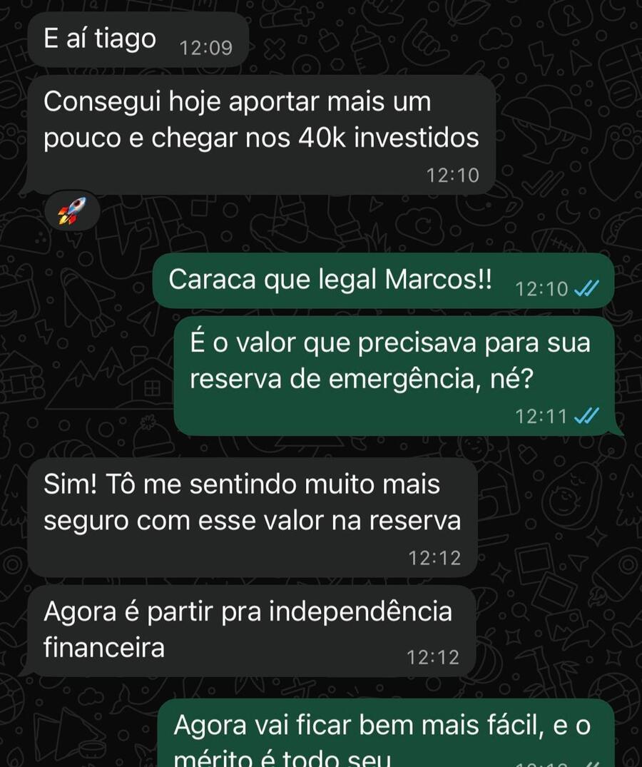 Depoimento do Marcos: chegou a 40k investidos